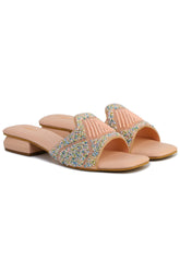 Casual Peach Open Toe Flats Square Toe Slip-On Flats